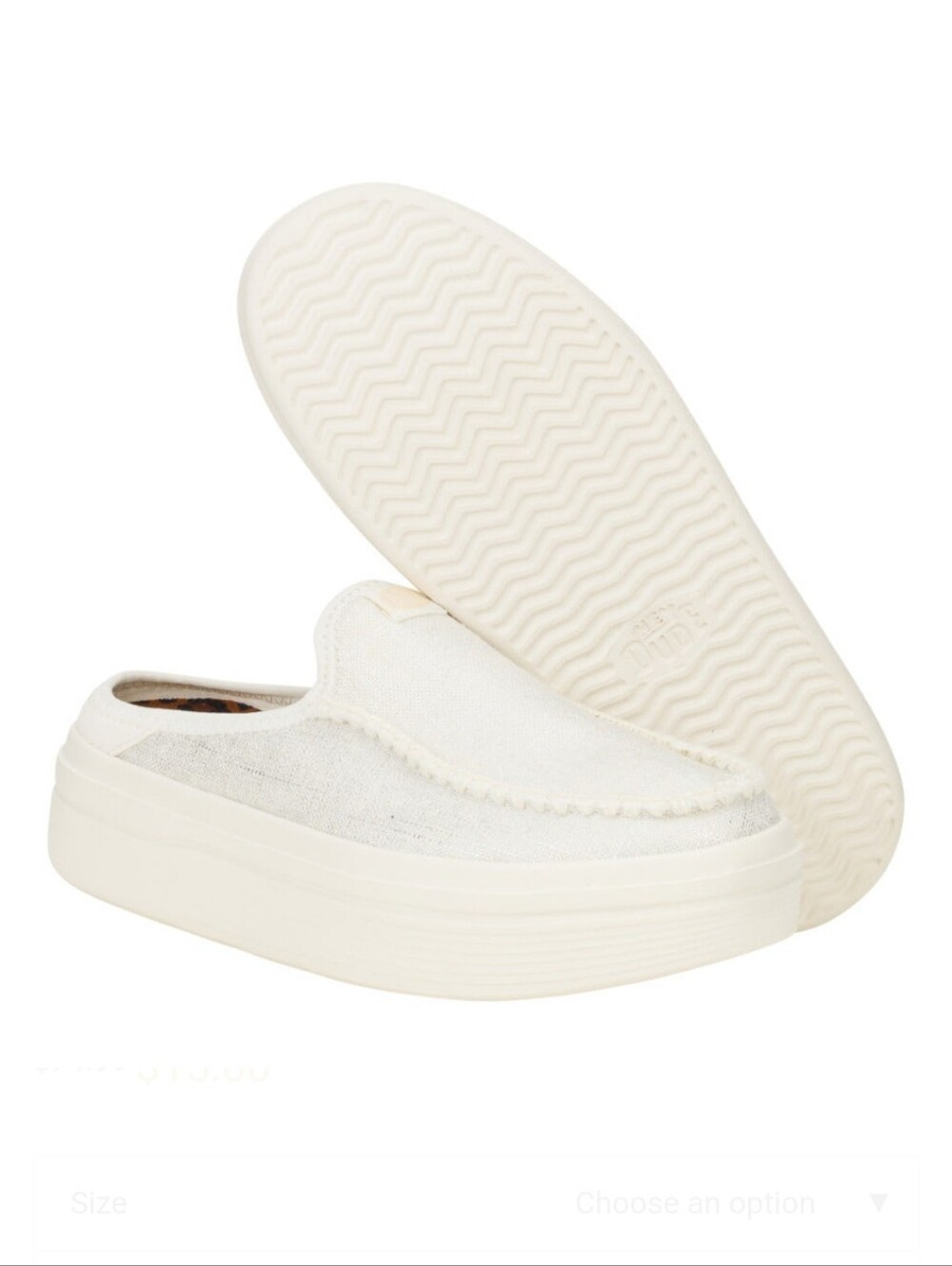 HeyDude Austin Lift Classic Cream Slip-On Loafers Size 9